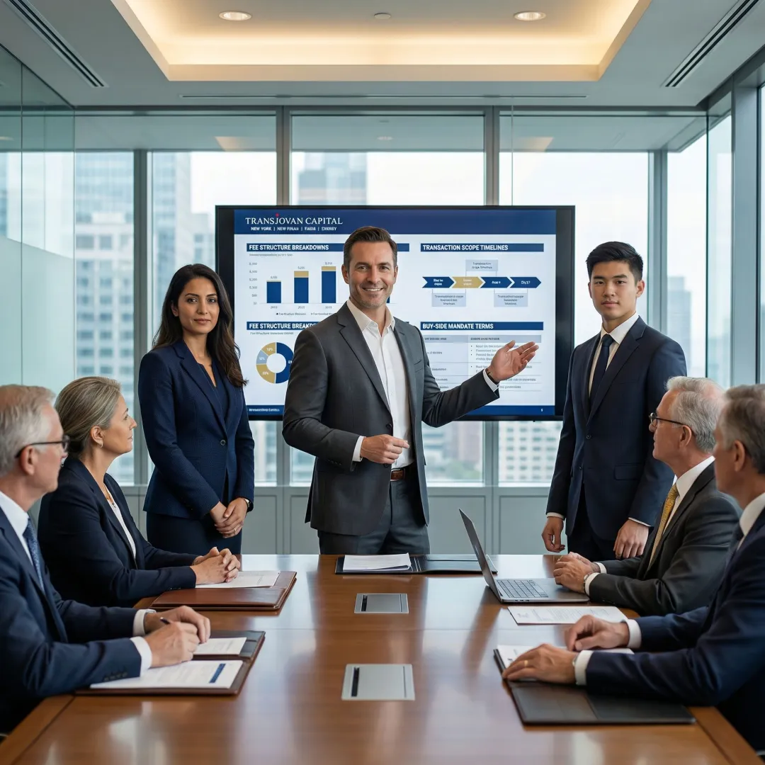 Advisory team discussing M&A mandate structure