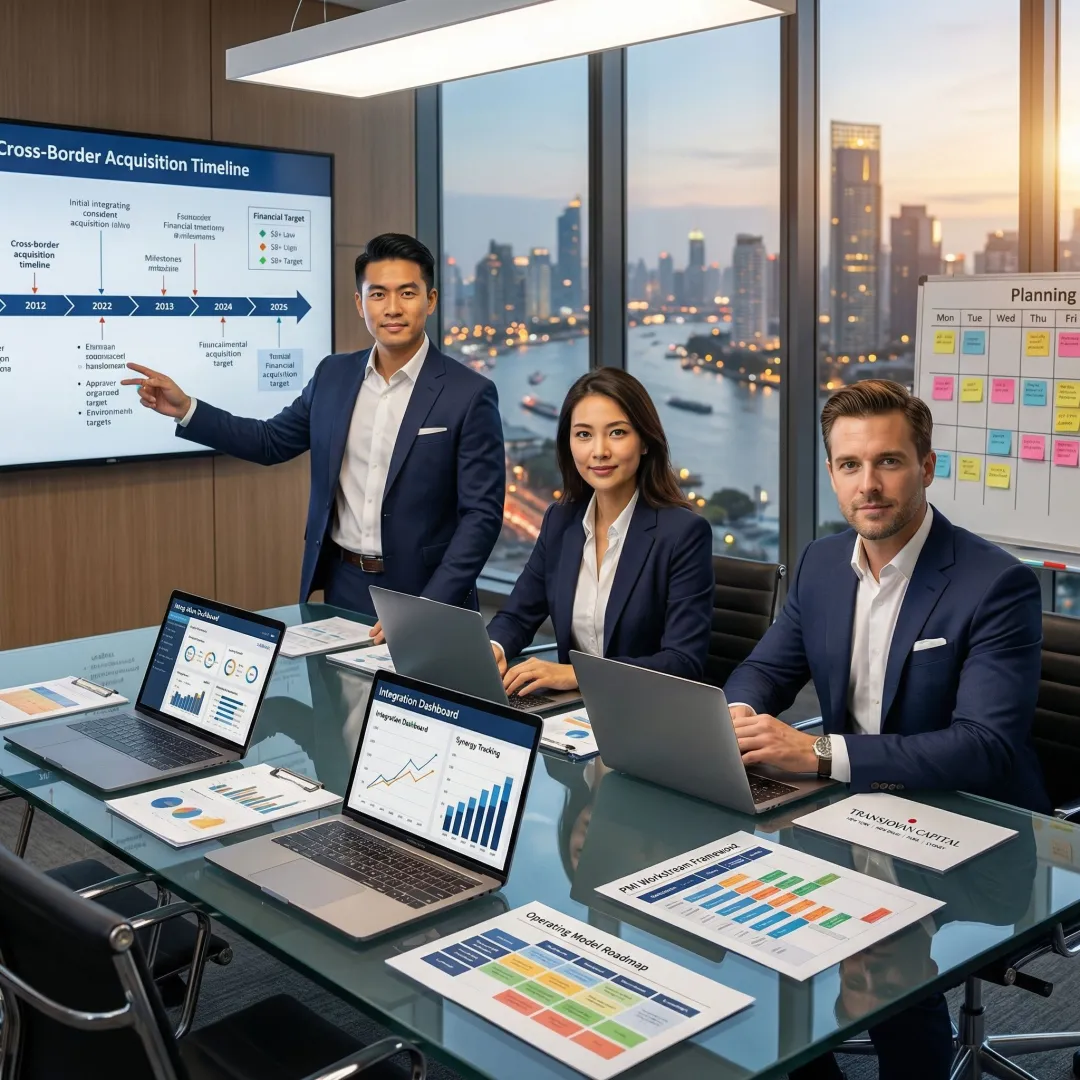 Advisors reviewing post-merger integration plan