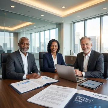 Executives reviewing divestiture strategy documents