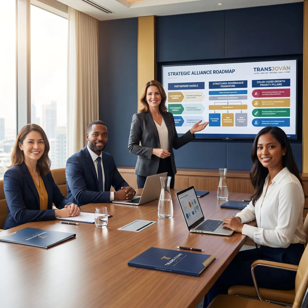 Consultants presenting alliance strategy roadmap