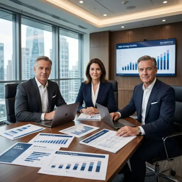 Corporate development advisory team in strategy meeting