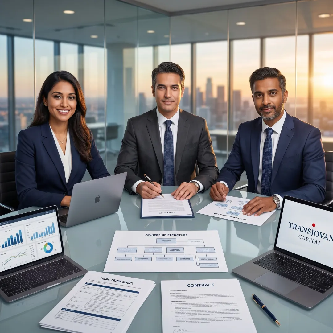 Advisors reviewing M&A transaction structure
