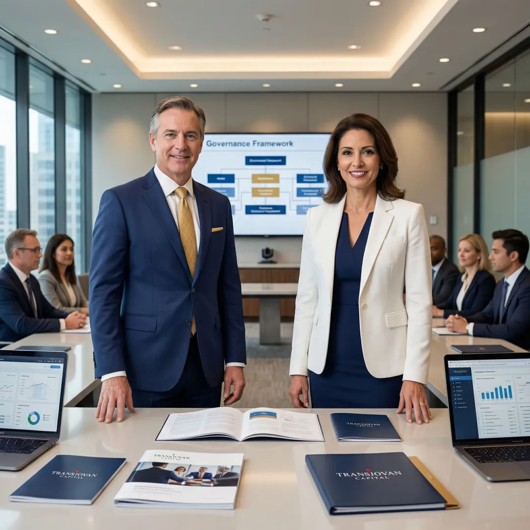 Advisors presenting governance strategy to executives