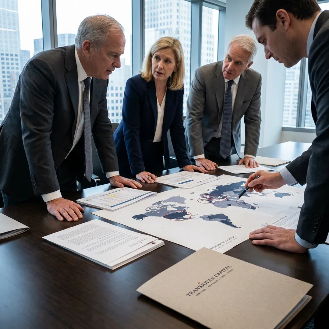 Advisors reviewing cross-border industrial expansion strategy