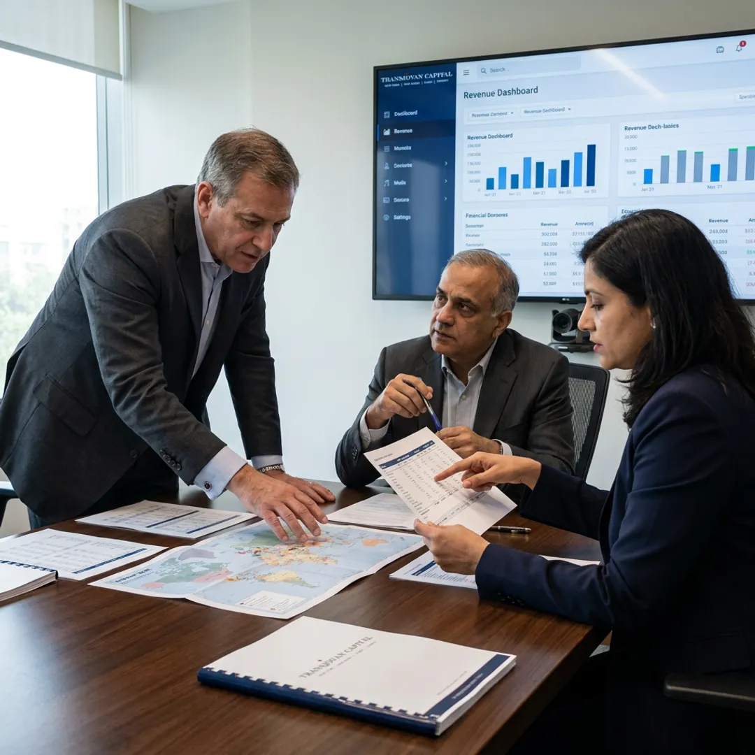 Automotive consultants reviewing sales growth strategy