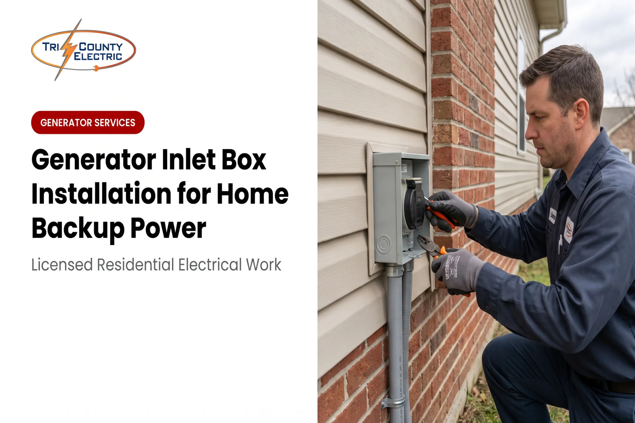 Generator Inlet Box Installation for Home Backup Power