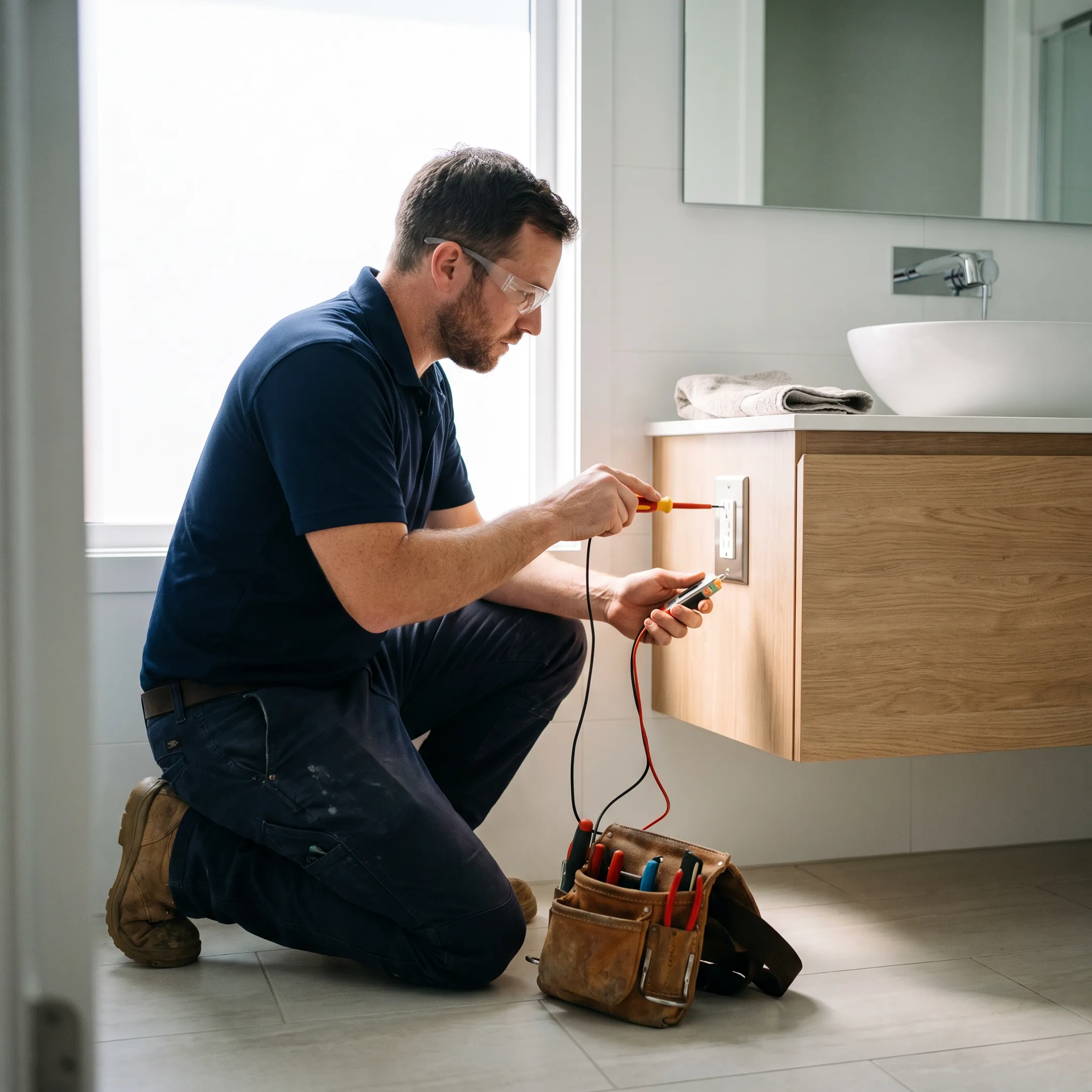 Bathroom faucet repair in progress