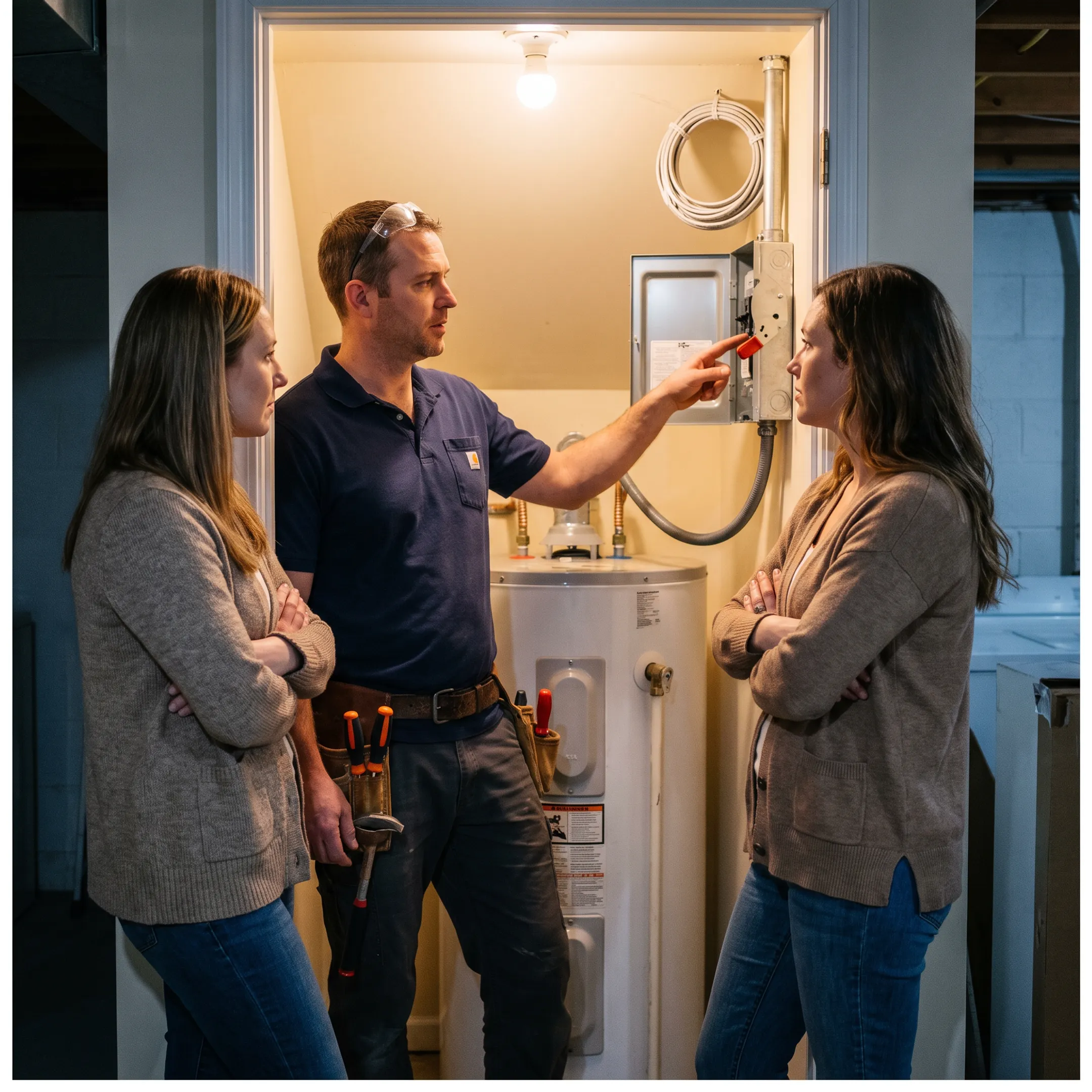 Water heater service consultation in a home