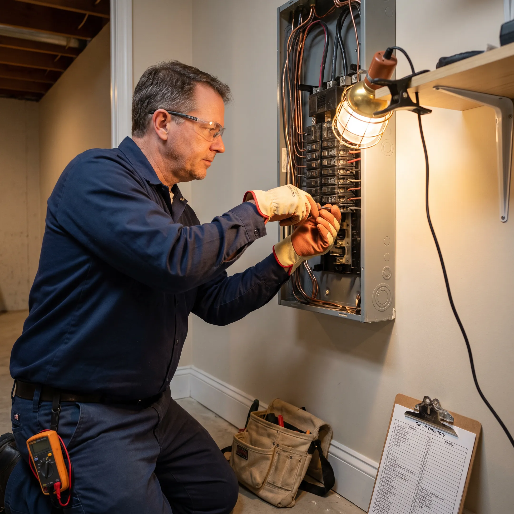 Electrician upgrading wiring in a Northeast Ohio property