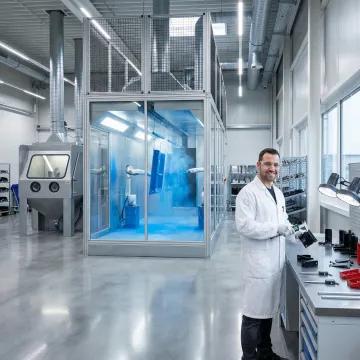 Professional metal surface finishing facility with powder coating equipment in Tampa Bay