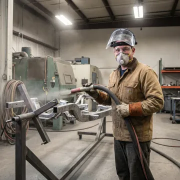 Automotive media blasting process on classic car body panel