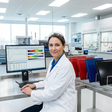 Consultant analyzing powder coating quality control data