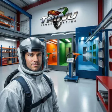 Industrial polyester powder coating application on metal components