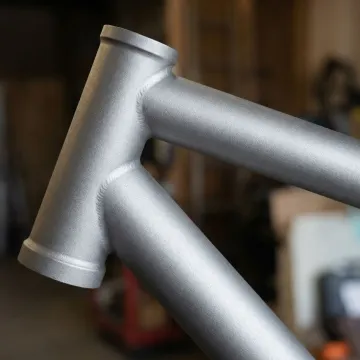 Close-up of perfectly prepared metal surface after industrial blasting