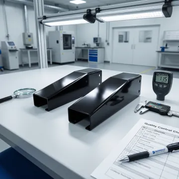 Powder coated metal components showing marine-grade finish quality