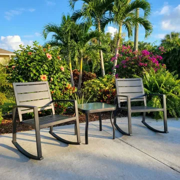 Beautifully powder coated outdoor furniture set in vibrant colors