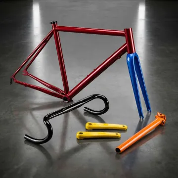 High-quality powder coated metal parts showing vibrant durable finish