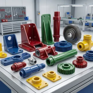 Industrial metal components with durable polyurethane coating finish