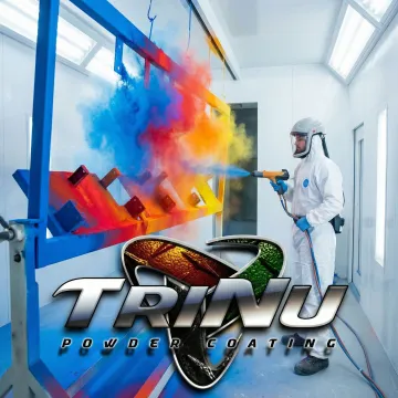 Professional powder coating application on metal components in Tampa Bay facility