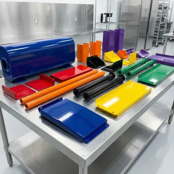 High-quality powder coated metal parts showing durable finish