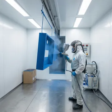 Professional powder coating application in modern facility