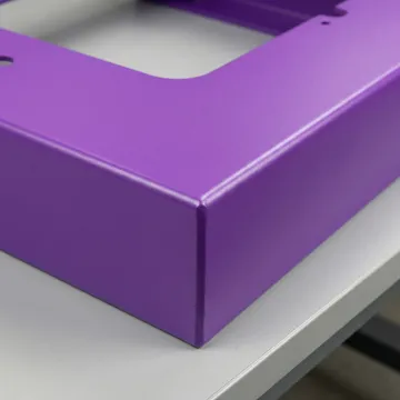 Close-up of professionally powder coated metal surface with smooth finish