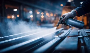 Industrial powder coating application on custom metal fabrication