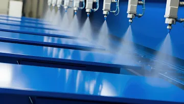 Boat components with marine-grade powder coating finish resistant to saltwater