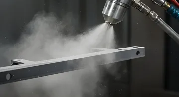 Professional metal finishing facility with powder coating equipment and finished metal components