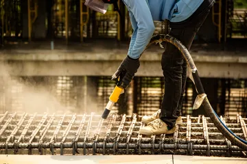 Close-up of perfectly prepared metal surface after industrial blasting