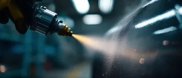 Industrial component being coated with high-temperature powder coating in Tampa Bay facility