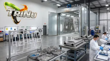 TriNu Powder Coating facility showing large-capacity production oven and coated medical components