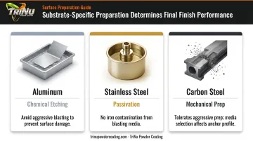 Three metal substrate surface preparation requirements comparison for medical device finishing