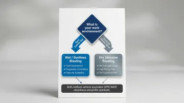 Wet versus dry marine sandblasting decision guide flowchart for vessel preparation