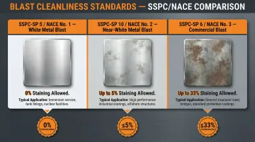 SSPC NACE abrasive blast cleanliness standards comparison chart three levels