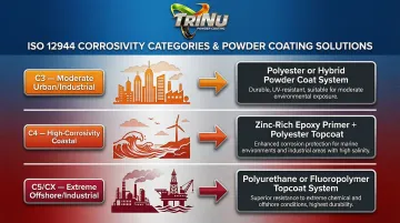 ISO 12944 corrosivity category to powder coating finish selection matching chart