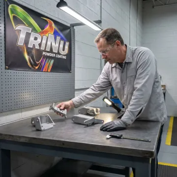 Aerospace parts inspected after blasting