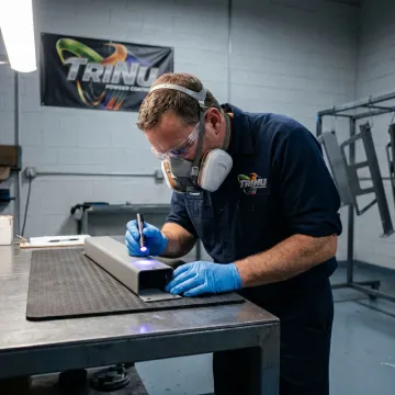 Aircraft component coating touch-up in a finishing shop