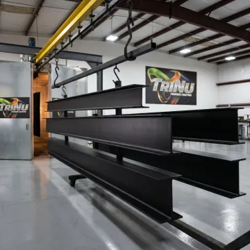 Powder coated structural steel beams