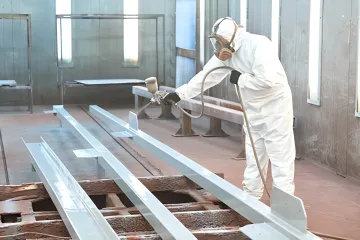 Quality control inspection of powder coated metal components in industrial facility