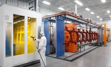 Powder coated metal parts showing durable finish quality and precision