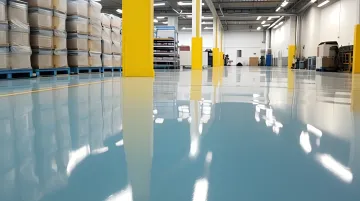 Professional epoxy coating application in industrial facility
