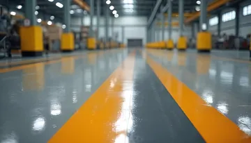 Step-by-step epoxy coating process in industrial facility