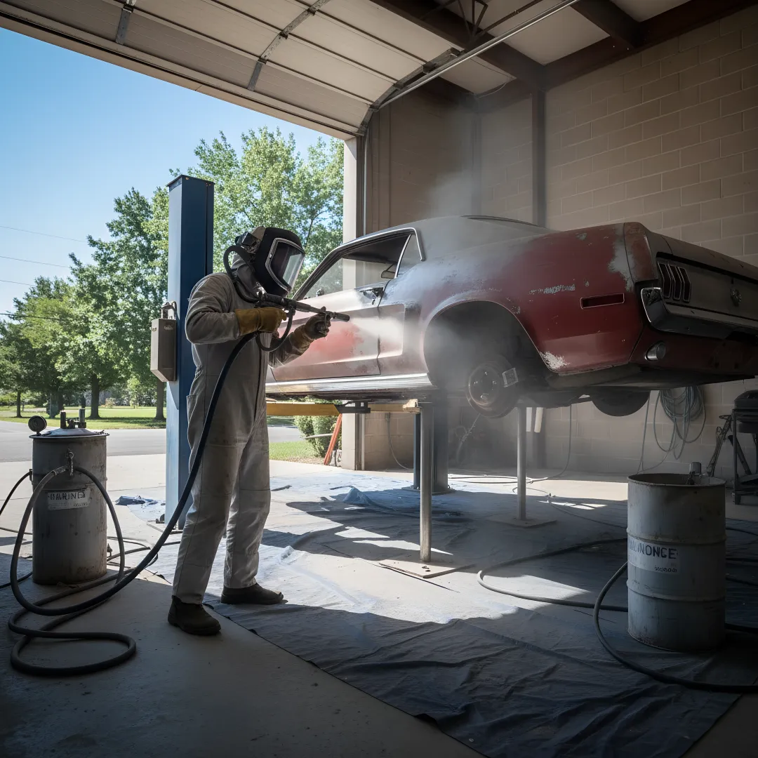 Professional automotive rust removal service showing metal surface restoration