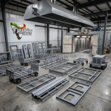 Aviation facility equipment prepared for powder coating