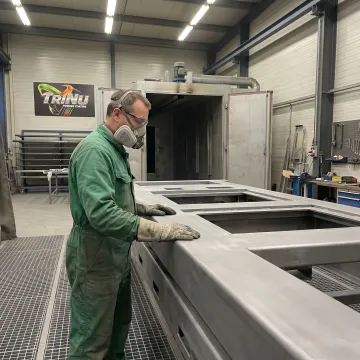 Industrial coating process for metal plant components