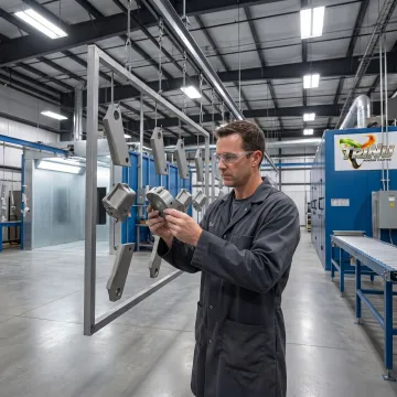 Aerospace component coating in an industrial finishing facility