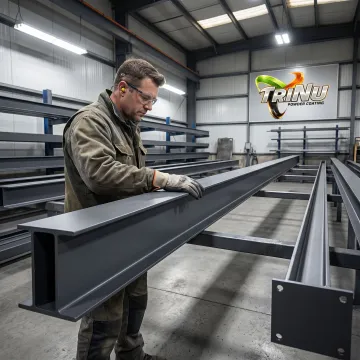 Technician inspecting coated structural steel