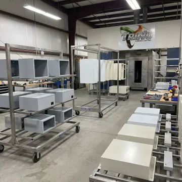 Powder coated medical device metal components