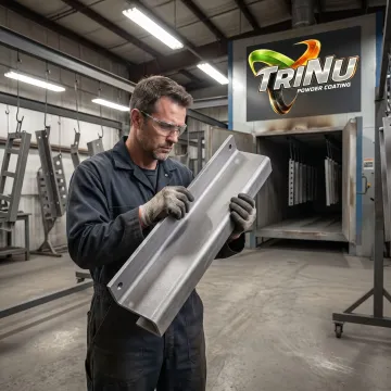 Powder coating workflow in an industrial shop